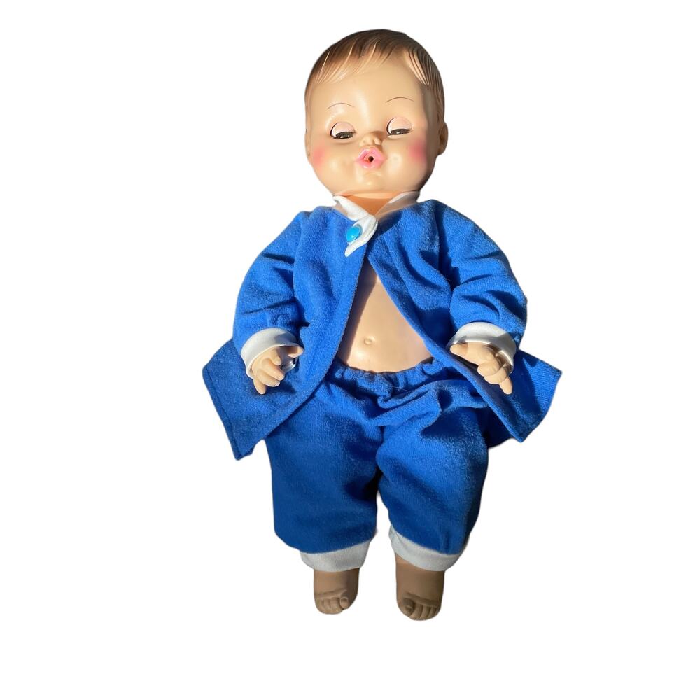 Horsman Doll Sleep Blue Eyes Drink Wet Vintage Baby Vinyl 12" Molded Hair READ